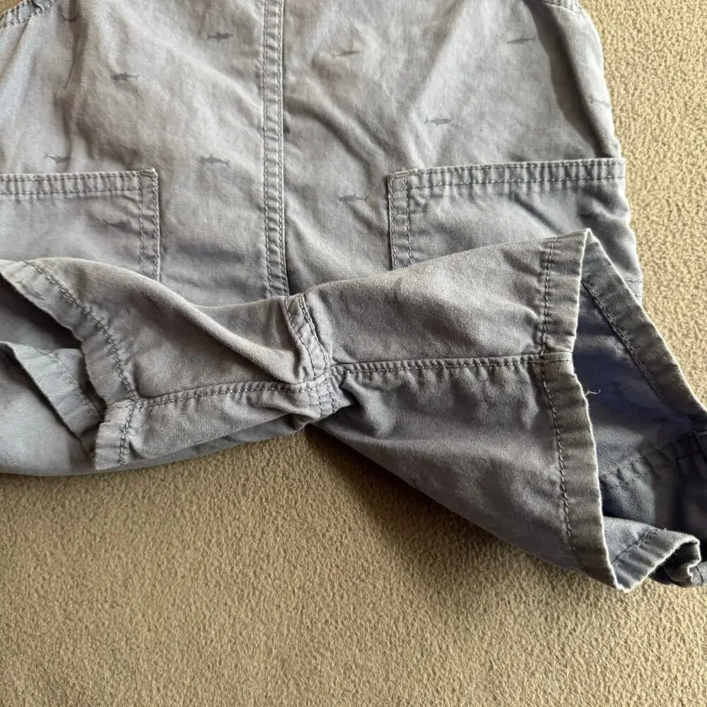 Oshkosh BGosh Kids Overalls Shorts 3T Blue Sharks Cotton‎ Romper One Piece